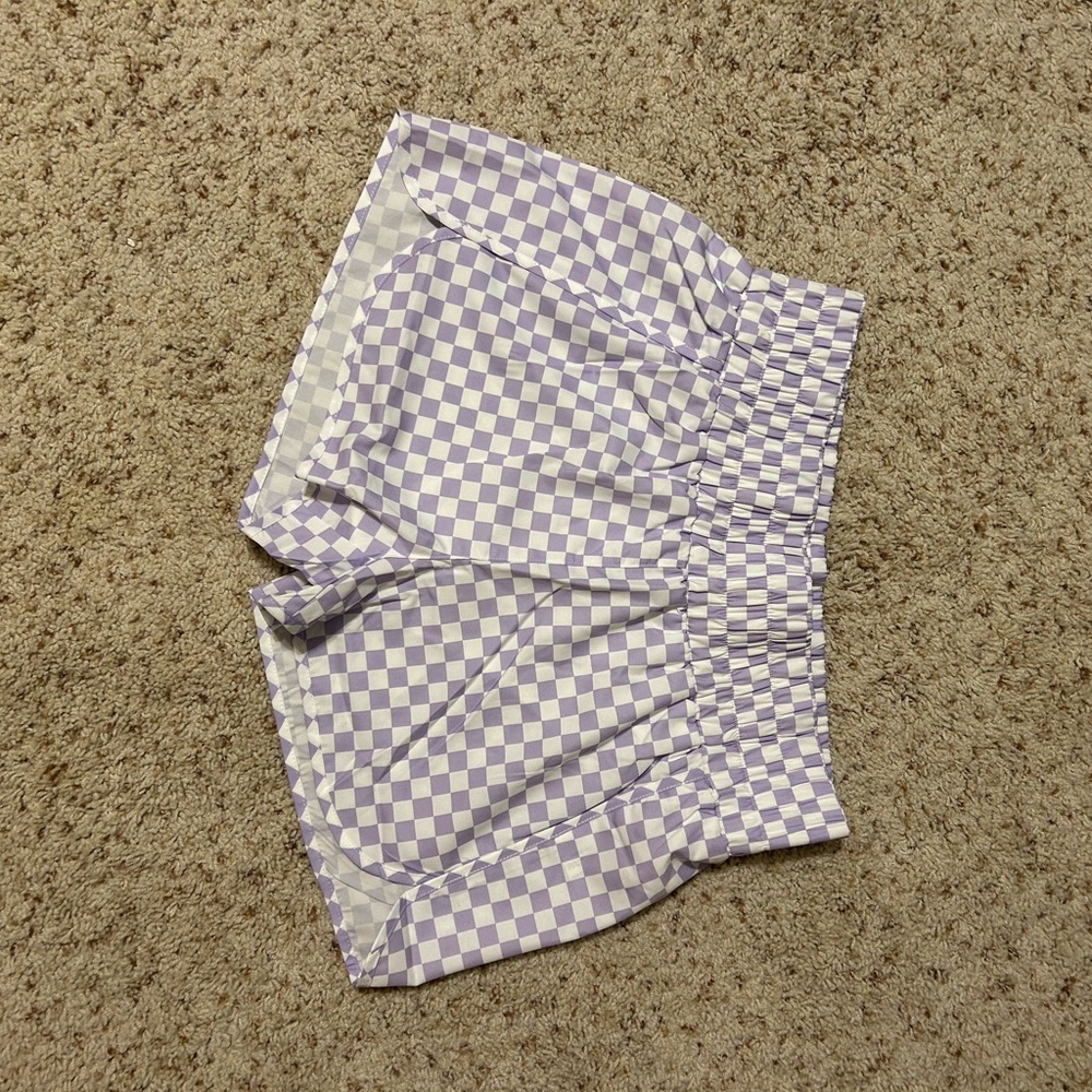 Brand New and Never been worn. Lavender Checkered Athletic Shorts. Size Large